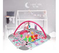Tapis d'Eveil évolutif multifonction 5-en-1 rose - 30 balles incluses, 12 musique et 20 minutes de musique et lumières YIdaguo