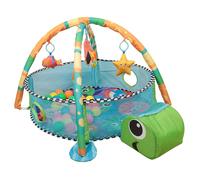 Tapis d'éveil forme de tortue pour bébé - ERROLVES - Cadre de fitness - Tapis de jeu avec des jouets - Aire d'éveil - Vert