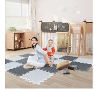 Tapis d'éveil - HOMEWELL - AIRE - 18 pièces - tapis de sol pour enfants eva - blanc + gris foncé