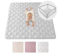 Tapis d'éveil Matelassé pour Bébé 127x127cm Hygge (gris) - Extra Épais 1,5 cm, Tapis de Jeux Bébé Antidérapant - Tapis d'éveil et de Jeux pour Bébé - Couverture de Tapis Lavable en Machine