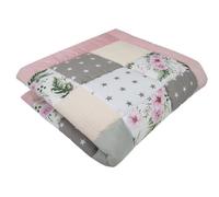 Medi Partners Tapis d'éveil Bebe de sol Motricité bébé parc Enfant jeux 100x100cm - 100% Coton Couverture Naissance pliable Multifonctionnel Mat Épais Doux Eveil Oeko-Tex (Fleurs roses)