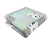 Medi Partners Tapis d'éveil Bebe de sol Motricité bébé parc Enfant jeux 100x100cm - 100% Coton Couverture Naissance pliable Multifonctionnel Mat Épais Doux Eveil Oeko-Tex (Zoo de la menthe)