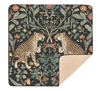 Tapis d'éveil pliable pour l'intérieur et l'extérieur, motif floral léopard, confortable, respirant pour bébés, nourrissons et tout-petits, 127 x 127 cm