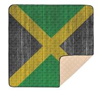 Tapis d'éveil pour bébé motif drapeau de la Jamaïque sur bois doux et épais 127 x 127 cm