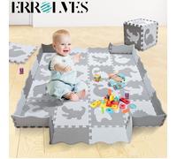 Tapis d'éveil Puzzle Mousse ERROLVES - Blanc et Gris - Mixte - Bébé - Evolutif - 0 mois - 3 ans