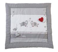 roba Tapis d'Éveil Jumbotwins 100 % Coton pour Sol ou Parc Bébé - 100 x 100 cm - 2 Coeurs avec Hochet et Couineur - Couleur Fixe même après Plusieurs Lavages - Motif Éléphants