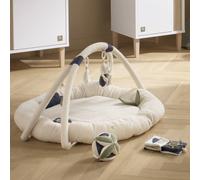 Tapis d'éveil rond en bouclette coton bio - petit nuage blanc/bleu TU