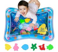 Tapis d'Éveil Sensoriel pour Bébé - Gonflable - Sans BPA et Non Toxique | Stimule la Motricité Durant les Jeux sur le Ventre, PVC Étanche sans Risque, Se Gonfle et Replie Facilement en Minutes - Bleu