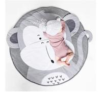 Tapis d'Éveil - Singe - Tapis de Jeu Pour Bébé - Coton Doux - Gris