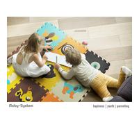 Moby-System Tapis d'Eveil Bébé 90 x 90 x 1 cm- Tapis Puzzle - Tapis de Jeu 9 Pièces en Mousse EVA sans Odeur- Motifs Animaux