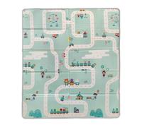 Maxi tapis d'éveil réversible - TINEO - 150 x 180 cm - Facade animaux / Circuit de voitures