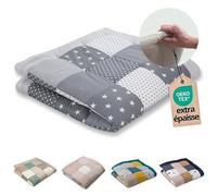 Tapis d'éveil ULLENBOOM pour bébé 140x140 cm - 100% OEKO-TEX - Fabriqué dans l'UE, épais rembourré - Gris étoiles - Idéale comme tapis de jeux bébé, tapis de motricité et tapis de sol pour enfant