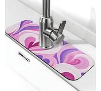 Tapis d'évier absorbant l'eau pour cuisine et salle de bain, motif cœur d'amour rose, tapis de protection anti-éclaboussures antidérapant lavable pour salle de bain, 38,1 x 14 cm