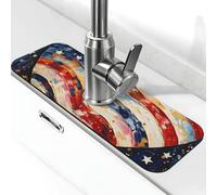 Tapis d'évier absorbant l'eau pour cuisine et salle de bain, motif drapeau amour, cœur, peinture à l'huile, tapis de protection anti-éclaboussures, tapis d'évier antidérapant lavable pour salle de