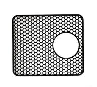 Tapis d'évier de 34 x 29 cm en silicone nid d'abeille pour cuisine, lave-vaisselle, antidérapant, fond creux perforé, résistant aux rayures (trou latéral noir)