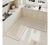 Tapis d'évier de cuisine en forme de L antidérapant, imperméable, anti-huile, facile à nettoyer, absorbant, pour salle de bain, buanderie (marron, 120 x 45 cm)