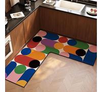 Tapis d'évier de cuisine - Imprimé bohème - Diatomée - Antidérapant, imperméable, anti-huile - Facile à nettoyer - Tapis de cuisine en L pour salle de bain, buanderie (02, 100 x 100 x 45 cm)