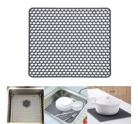 Tapis d'évier en silicone, tapis de protection antidérapant, résistant à la chaleur, tapis de séchage pour fruits et légumes, noir, 30,5 x 30,5 cm