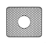 Tapis d'évier perforé pour égouttoir à vaisselle en silicone nid d'abeille antidérapant et résistant aux rayures (trou central gris)