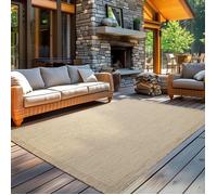 Carpetsale24 Tapis pour l'intérieur et l'extérieur - Résistant aux intempéries - 120 x 170 cm - Beige uni - Lavable - Imperméable - Facile d'entretien et à tissage plat - Idéal pour balcon, jardin
