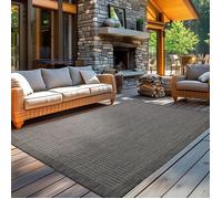 Carpetsale24 Tapis d'extérieur imperméable 120 x 170 cm Noir - Tapis résistant aux intempéries et lavable en machine - Tapis pour terrasse, balcon, camping, jardin