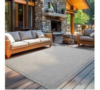 Tapis d'extérieur 140x200 cm Gris Tapis balcon cuisine et terrasse unicolore en tissage plat résistant aux intempéries