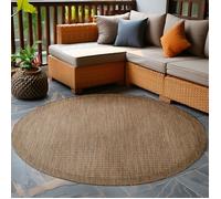 Carpetsale24 Tapis extérieur rond résistant aux intempéries, imperméable, 200 cm, marron - Tapis de cuisine en tissu plat, unicolore - Pour balcon, terrasse et jardin