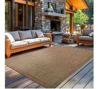 Carpetsale24 Tapis pour l'intérieur et l'extérieur - Résistant aux intempéries - 280 x 370 cm - Marron uni - Lavable, imperméable, facile d'entretien et tissé à plat - Idéal pour balcon, jardin