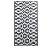 Tapis d'extérieur ARAKIL blanc noir 160 x 230 cm résistant aux intempéries, imperméable, antidérapant, facile d'entretien et pliable pour balcon, terrasse, jardin et camping