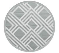 Tapis d'extérieur ARAKIL gris, diamètre 120 cm, en polypropylène, résistant aux intempéries et aux UV, pliable et des deux côtés avec motif jacquard, facile d'entretien, pour balcon, terrasse et