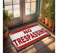 Tapis d'extérieur avec inscription « No Trespassing » rouillé avec lettres rouges audacieuses sur fond blanc Paillasson d'intérieur antidérapant (40 x 60 cm)
