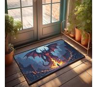 Tapis d'extérieur - Bête monstrueuse émergeant des abysses de feu dans les ruines urbaines - Paillasson d'intérieur antidérapant (40 x 60 cm)