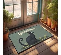 Tapis d'extérieur chat noir dans la petite pièce : une aventure moustachée paillasson décorations pour l'intérieur de chaussures amusantes (40 x 60 cm)