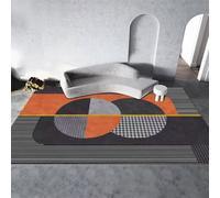 Tapis d'extérieur de Grande Taille 160x240CM, Bon marché, Facile à Entretenir, pour Salon, Orange, Gris, Noir, rayé, à Vendre
