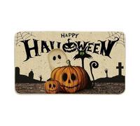 Tapis d'extérieur d'Halloween - Paillasson d'Halloween en forme de chat noir - Tapis absorbant saisonnier d'Halloween, 40,6 x 61 cm, citrouille décorative pour entrée intérieure et extérieure