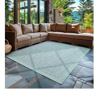 Tapis d'extérieur en design uni, résistant aux intempéries, pour terrasse, balcon, couleur: bleu, taille: 140 x 200 cm