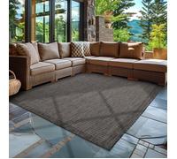 Tapis d'extérieur en design uni, résistant aux intempéries, pour terrasse, balcon, couleur: noir, taille: 120 x 170 cm