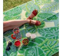 Tapis D'Extérieur Imperméable Vert Feuille De Palmier Tropical Tapis En Plastique Léger Et Antidérapant Avec Motif De Feuilles De Jungle Pour Jardin,Terrasse,Cuisine,Salle De Bain,Utilitaire