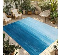 Tapis d'extérieur lavable pour patio, camping, pique-nique, terrasse, porche, plage et intérieur (bleu ciel) - 1,5 x 2,4 m