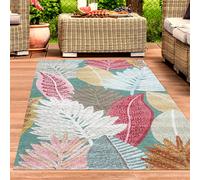 Tapis d'extérieur motif fleurs effet 3D résistant aux intempéries crème coloré