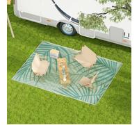 Outsunny Tapis de Jardin Tapis d'extérieur réversible 365L x 274l cm imperméable Motif Feuillage avec Sac de Transport pour terrasse Balcon Camping, Vert crème