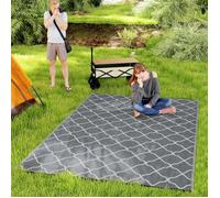 Tapis d'extérieur - Outsunny - tapis réversible - PP haute densité 310 g/m² - dim. 2,74L x 1,82l m - gris et blanc