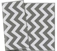 Tapis d'extérieur Outsunny, tapis synthétique imperméable, tapis de balcon avec design double face, pour terrasse, balcon, camping, gris clair+blanc, 121 x 182 cm