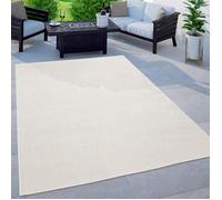 Paco Home Tapis Intérieur Et Extérieur Balcon Terrasse Tapis Cuisine Monochrome Moucheté, Dimension:80 cm Rond, Couleur:Ivoire