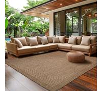Tapis d'Extérieur pour Terrasse, Balcon et Jardin, Tapis de Cuisine Uni, Design Résistant aux Intempéries, Tissage Plat Effet Sisal, Tapis Lavable 200 x 290 cm, Marron
