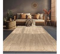 Paco Home Tapis D'Extérieur Résistant Aux Intempéries Balcon Entrée Salon Design Abstrait Géométrique 3D Décoration Moderne Beige, Dimension:240x340 cm