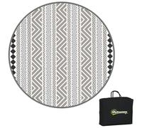 Outsunny Tapis extérieur Rond Ø180 cm Tapis réversible avec Bordure et Sac de Transport imperméable pour terrasse Balcon Patio Camping Plage Multicolore
