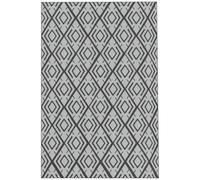 Outsunny Tapis d'extérieur réversible 1,8 x 2,7 m, tapis de sol au motif diamant, en PP résistant aux intempéries, sac de transport inclus, tapis extérieur terrasse, pique-nique, camping, noir et gris