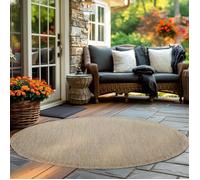 Tapis d'extérieur rond en design uni, résistant aux intempéries, pour terrasse, balcon, couleur: beige, taille: 200 cm de diamètre