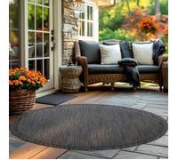 Tapis d'extérieur rond en design uni résistant aux intempéries pour terrasse balcon couleur: noir taille: 200 cm de diamètre